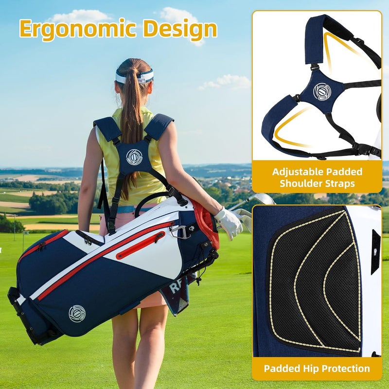 Shopsource Golf Stand Bag 14 Way, Lightweight Golf Bags for Men Women with Stand, Padded Ergonomic Double Strap, Full Length Dividers, Multiple Pockets, Rain Hood - Image 4